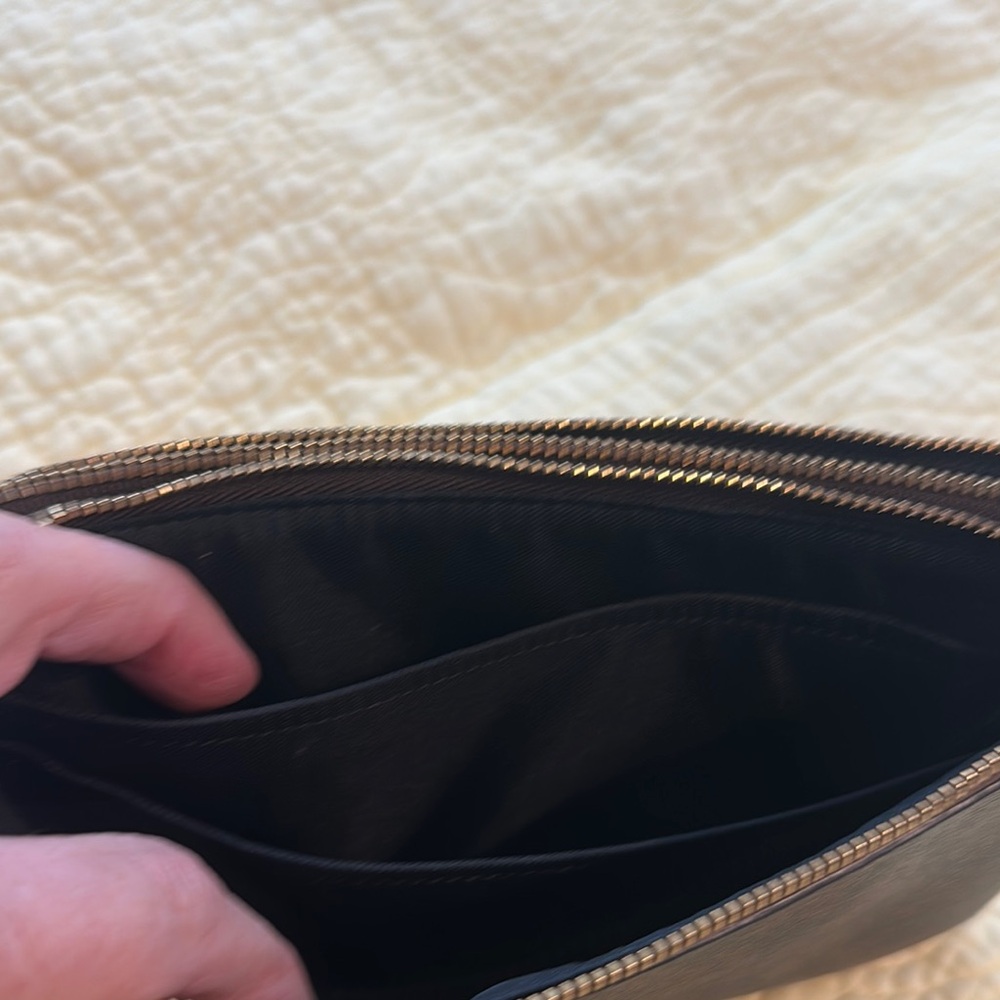Coach Dark Leather Wristlet with Gold Accents - Picture 4 of 5